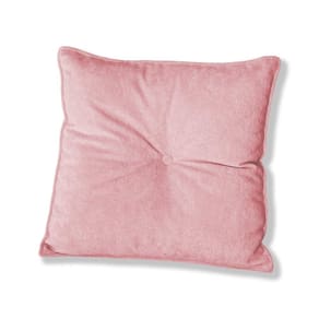 Almofada Quadrada Tina Com Botão Central Veludo - 7 Decor Rosa