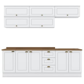 Cozinha Modulada 11 Pecas 240cm CE381 Americana Branco Nature Henn