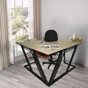 Mesa De Escritório Em L Aço/Mdf Estilo Industrial Mobbili Me-04