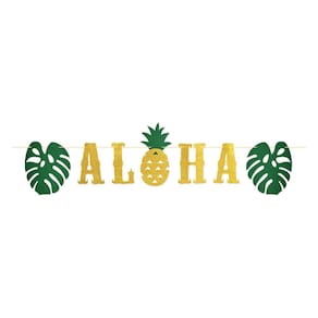 Banner Beistle Glittered Aloha 16x180cm Luau Hawaiian Party