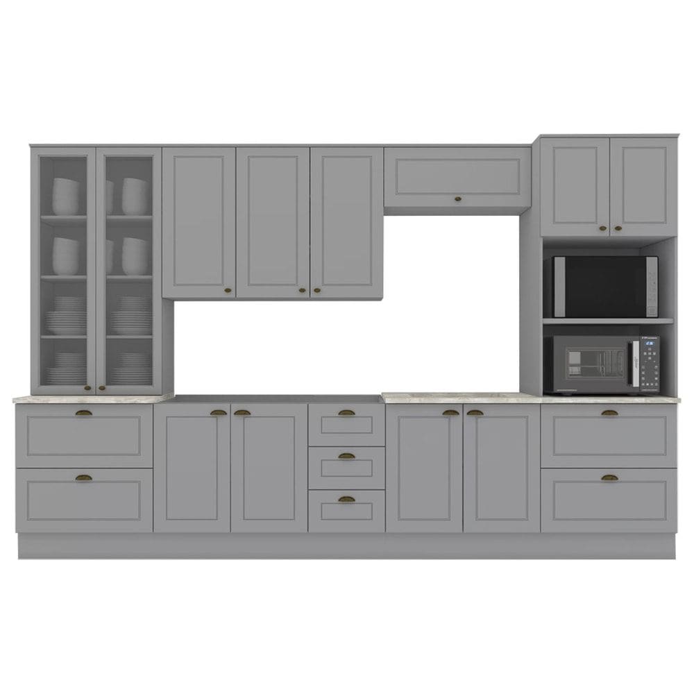 Cozinha Modulada 7 Pecas 343 cm CE172 Americana Cinza Calcare Henn