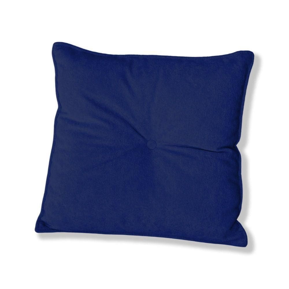 Almofada Quadrada Tina Com Botão Central Boucle - 7 Decor Azul Marinho