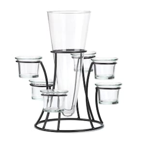 Conjunto de castiçais Koehlerhomedecor Black Metal com vaso de vidro