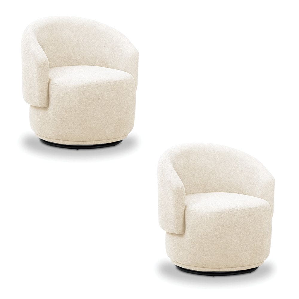 Poltrona Decorativa Orgânica Giratória Kit 2 Névoa Bouclê Bege E03 - D`Rossi