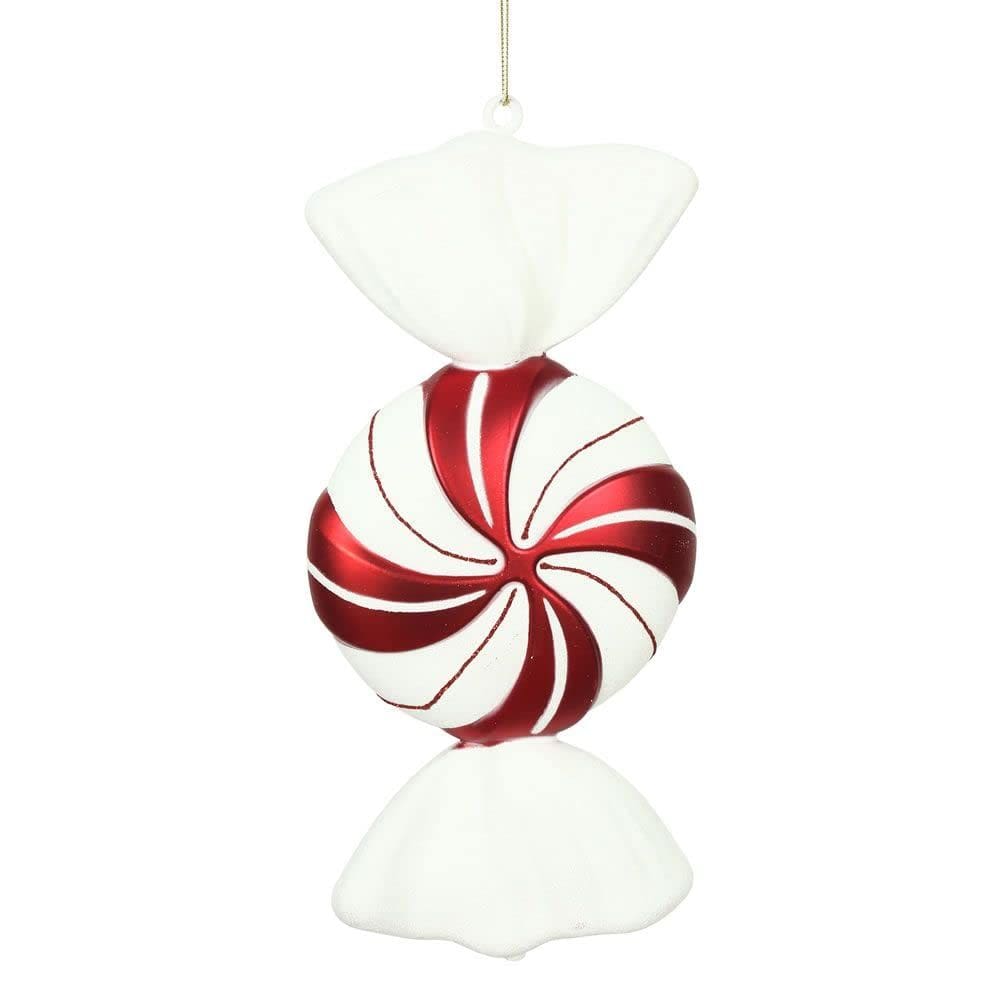 Enfeite de Natal Vickerman Red-White Round Swirl Candy 12c