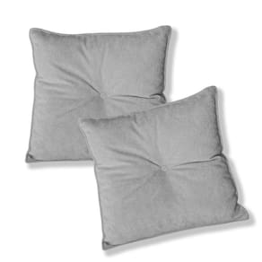 Kit 2 Almofadas Quadradas Tina Com Botão Central Boucle - 7 Decor Prata