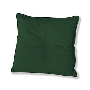 Almofada Quadrada Tina Com Botão Central Boucle - 7 Decor Verde Escuro
