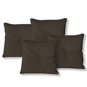Kit 4 Almofadas Quadradas Tina Com Botão Central Veludo - 7 Decor Marrom