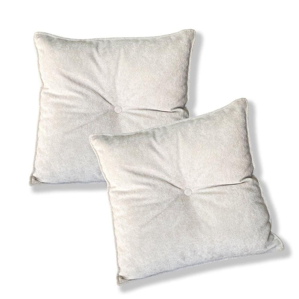 Kit 2 Almofadas Quadradas Tina Com Botão Central Boucle - 7 Decor Bege