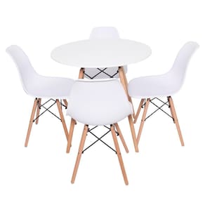 Conjunto Mesa Redonda Eiffel 70cm Com 4 Cadeiras Eiffel Branca