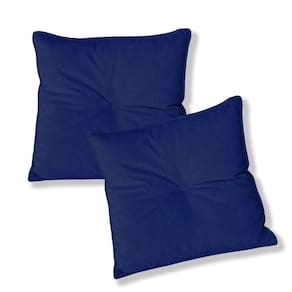 Kit 2 Almofadas Quadradas Tina Com Botão Central Veludo - 7 Decor Azul Marinho