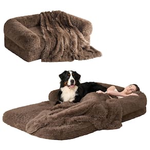 Cama de memória ortopédica dobrável para cães humanos EHEYCIGA marrom