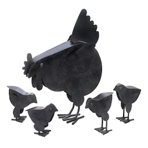 Escultura de jardim Zingz & Thingz em metal galvanizado Hen com chique