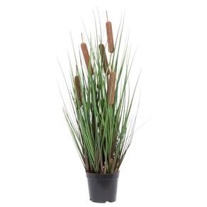 Grama reta verde em vaso artificial de 24 cm com vaso preto