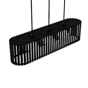 Luminária Pendente Via Láctea Modelo Ripado Preta