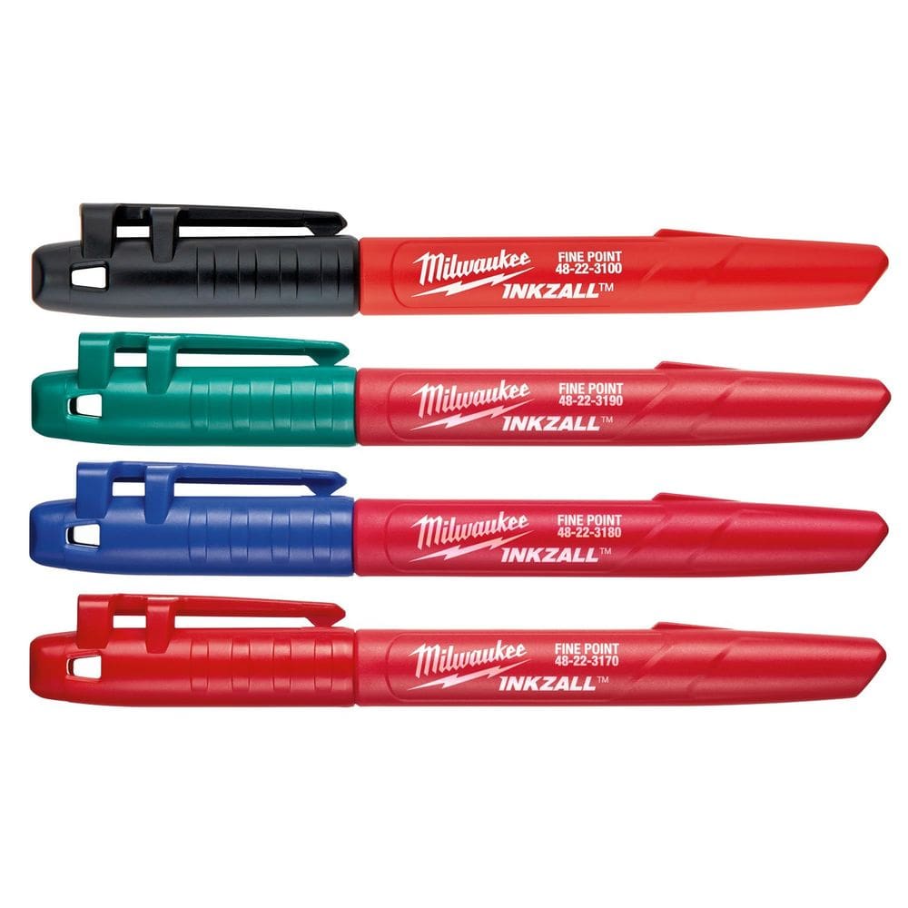 Kit 4 Canetas Ponta Fina Inkzall Milwaukee