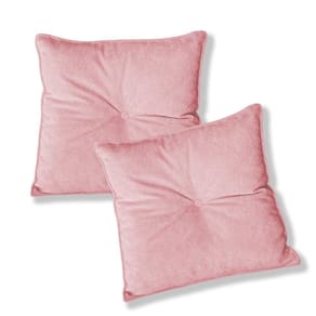 Kit 2 Almofadas Quadradas Tina Com Botão Central Veludo - 7 Decor Rosa