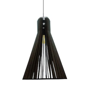 Luminária Teto Tipo Pendente Funil Mdf - Completa Cor:preta