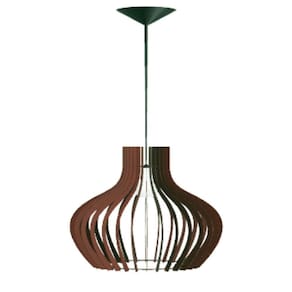 Luminária Teto Tipo Pendente Decanter Mdf Completa - Cor:marrom