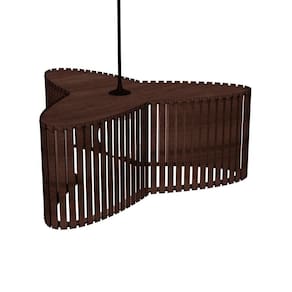 Luminária Pendente Trevo Modelo Ripado Marrom