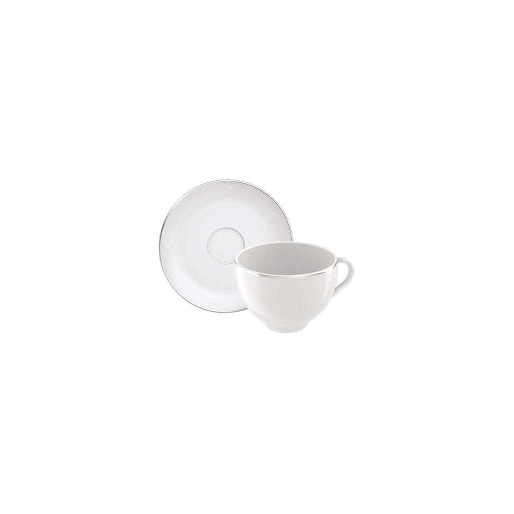 Conjunto Xícara E Pires De Chá Tramontina Atena Em Porcelana 2 Peças Tramontina