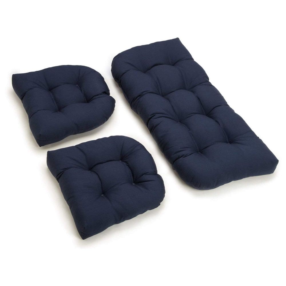 Conjunto de almofadas Blazing Needles Twill Settee Group Navy (3 unidades)