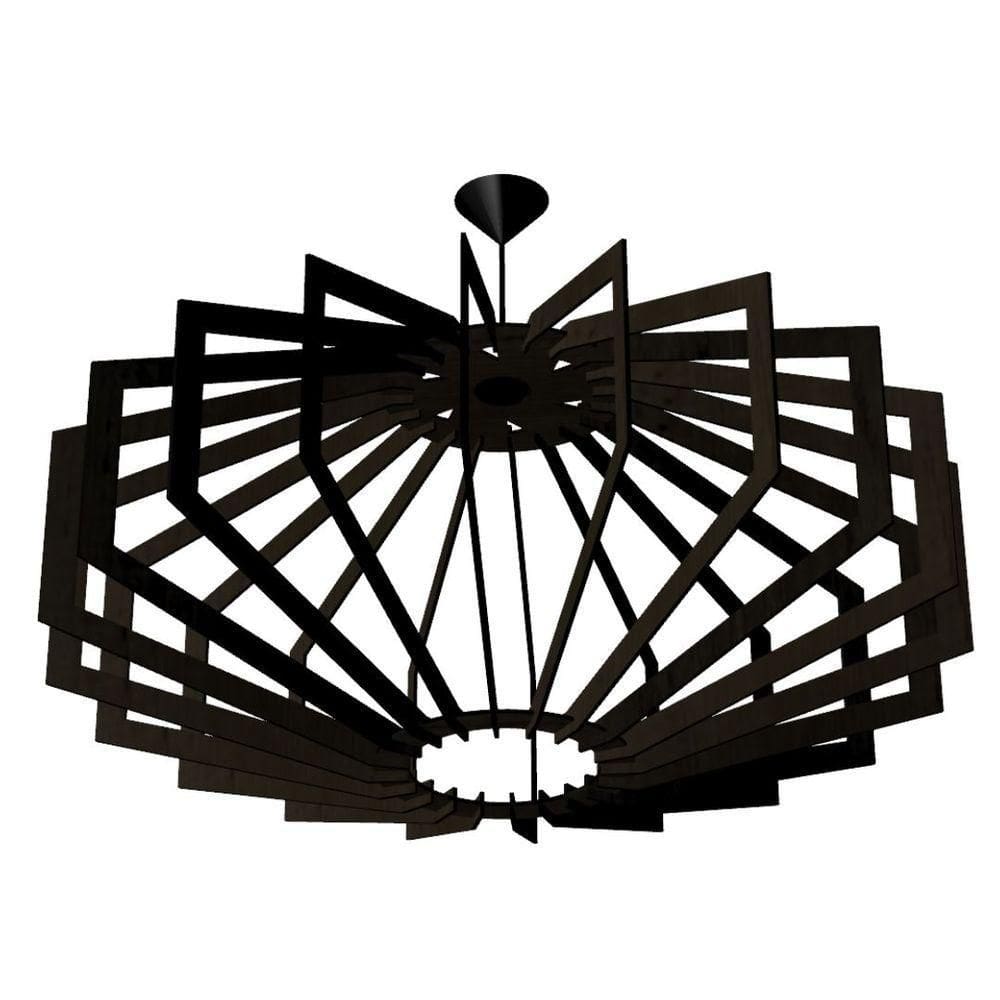 Luminária Teto Tipo Pendente Trapezio Mdf Completa - Cor:preta