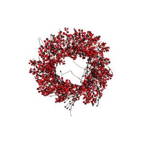 Berry Wreath Vickerman 28 Red Snow polvilhada com neve artificial