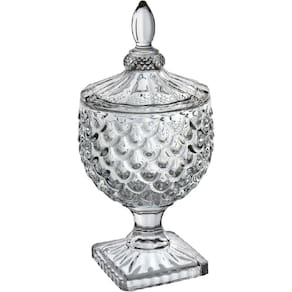 POTICHE REDONDO BOMBONIERE HOME&CO COM TAMPA ECO CRYSTAL 24x20x20cm TRANSPARENTE