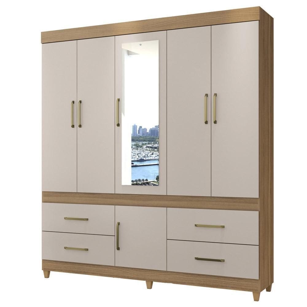 Guarda Roupa 6 Portas 4 Gavetas Guarujá D02 Amendola-off White - Mpozenato
