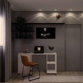 Mesa Retrátil Compacta Mdf 15mm Branco Home Office Estudo Otimiza Espaço
