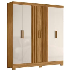 Guarda Roupa Casal 195cm Ripado Arlon M07 Freijó-off White - Mpozenato