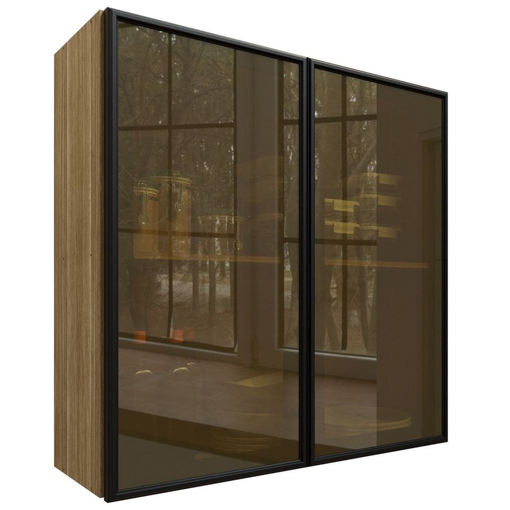 Armário de Cozinha 80cm 2 Portas de Vidro Minsk Freijó Z06 - Mpozenato