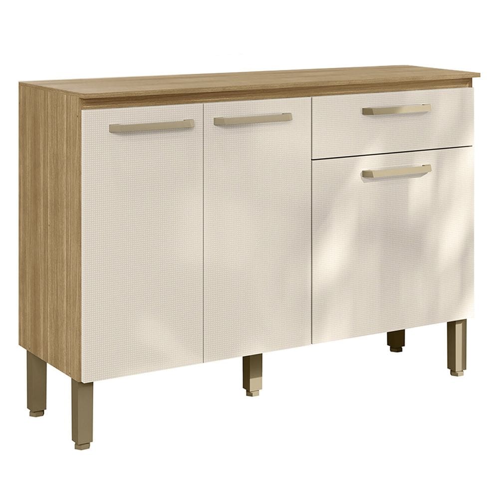 Balcão de Cozinha Com Tampo 120cm Louis Plus Freijó/Soft Z06 - Mpozenato
