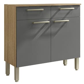 Balcão de Cozinha Com Tampo 91cm Vivian Plus Freijó/Gris Z06 - Mpozenato