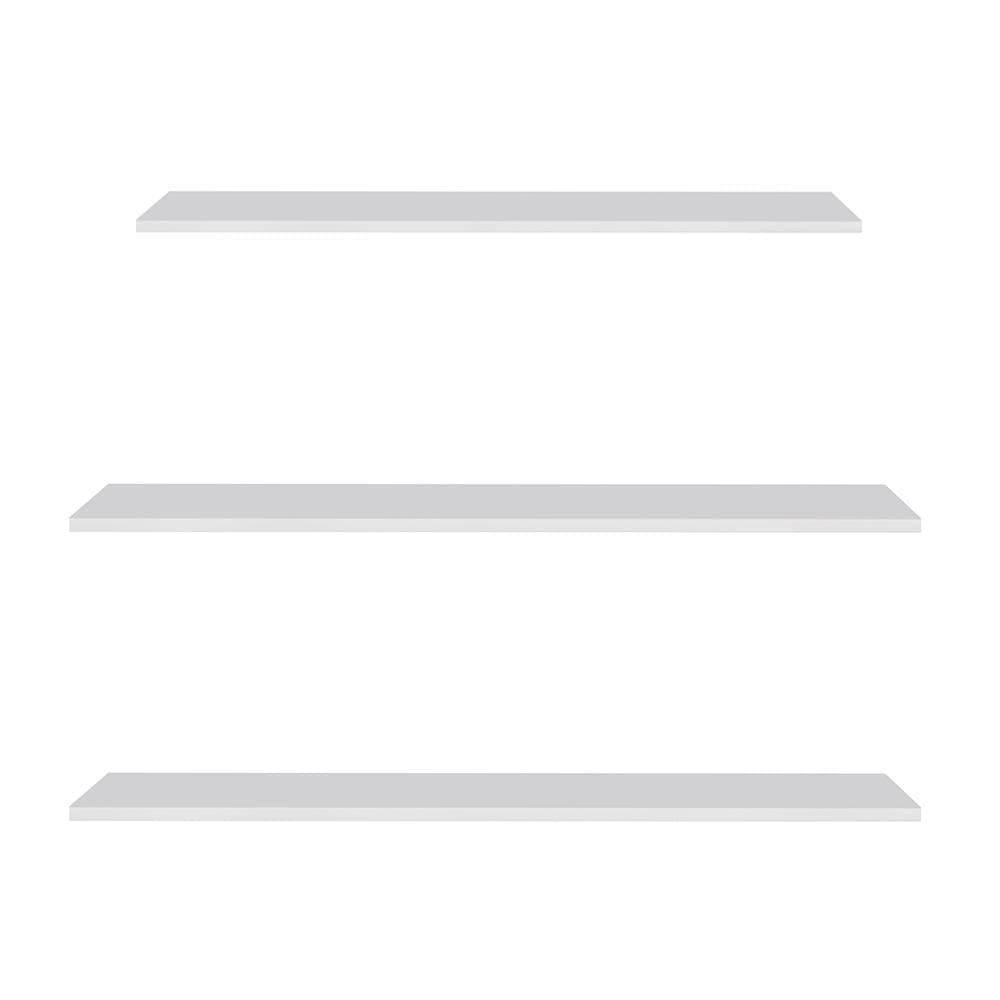 Prateleira Flutuante Para Escritório Kit 3 Com Suporte Invisível Cp3 Yara Branco - Lumil