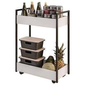 Carrinho Gourmet De Apoio Industrial 2 Prateleiras Sara M24 Branco-preto - Mpozenato