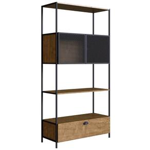 Estante Livreiro 2 Portas 1 Gaveta Estilo Industrial York Vermont-preto - Artesano