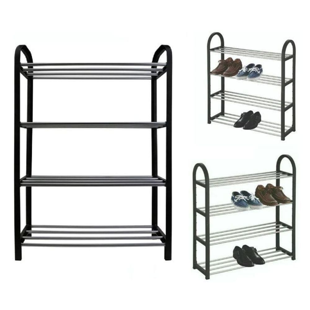 Sapateira 4 Andares Plastico Metal Preta