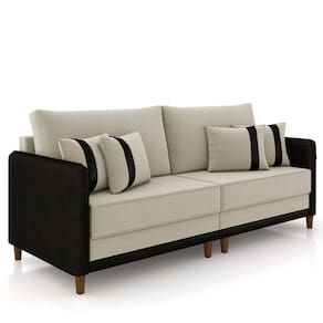 Sofá 2 Lugares Living 172cm Zoe K04 Veludo Bege-preto - Mpozenato