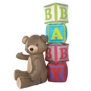Decoração de chá de bebê inflável Bear & Blocks de 6 pés com LED