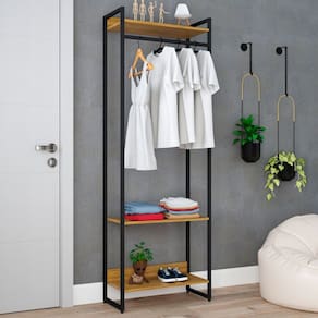 Closet Fine Ii 3 Prateleiras Lâmina Marrom/Preto - Pnr Móveis