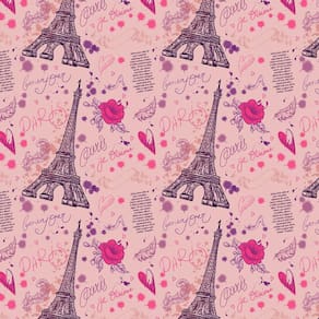 Papel De Parede Adesivo Torre Eiffel Rosa Quarto Infantil