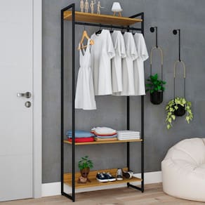 Closet Fine Plus 3 Prateleiras Lâmina Marrom/Preto - Pnr Móveis
