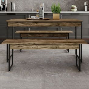 Mesa de Jantar 4 Lugares Néctar Carvalho Dark/Preto - Pnr Móveis