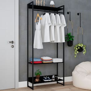 Closet Fine Plus 3 Prateleiras Preto ônix/Preto - Pnr Móveis