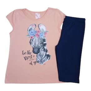 Conjunto Infantil Ciclista Menina Salmão Tam.10 - Kely Kety