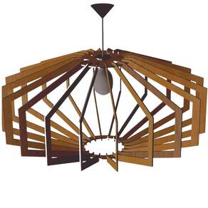 Luminária Teto Tipo Pendente Trapezio Mdf Completa - Cor:marrom