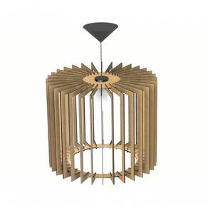 Luminária Teto Tipo Pendente Santa Rita Mdf - Completa - Cor:marrom