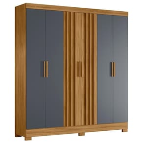 Guarda Roupa Casal 195cm Ripado Arlon M07 Freijó-cinza - Mpozenato